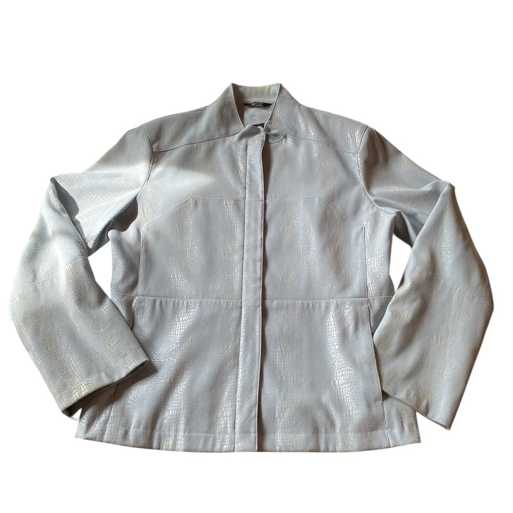 Light Blue Women's Lined Jacket - Classic Zip-Front Coat